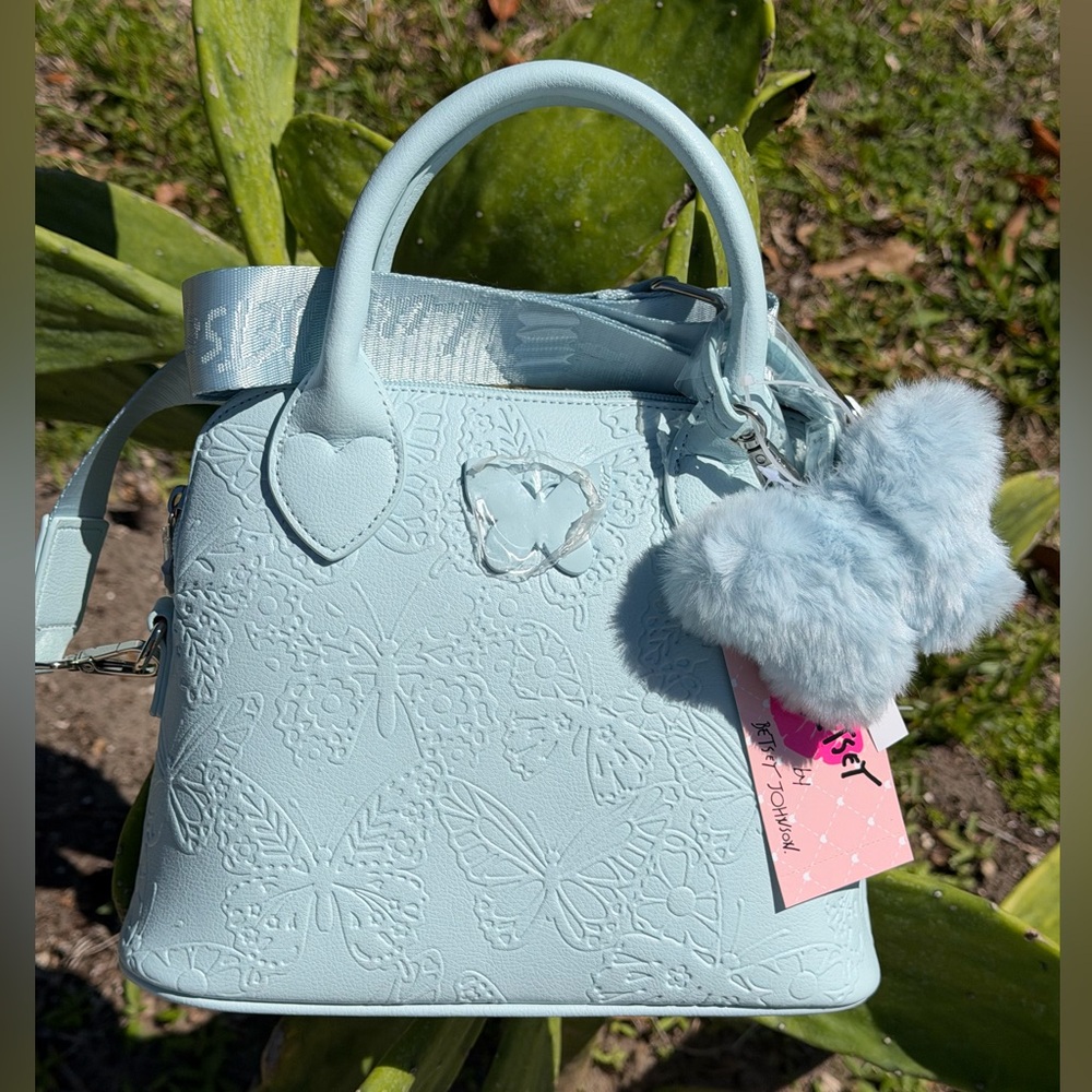 LUV BETSEY By Betsey Johnson Mint Embossed Butterfly Dome Bag W/Keychain